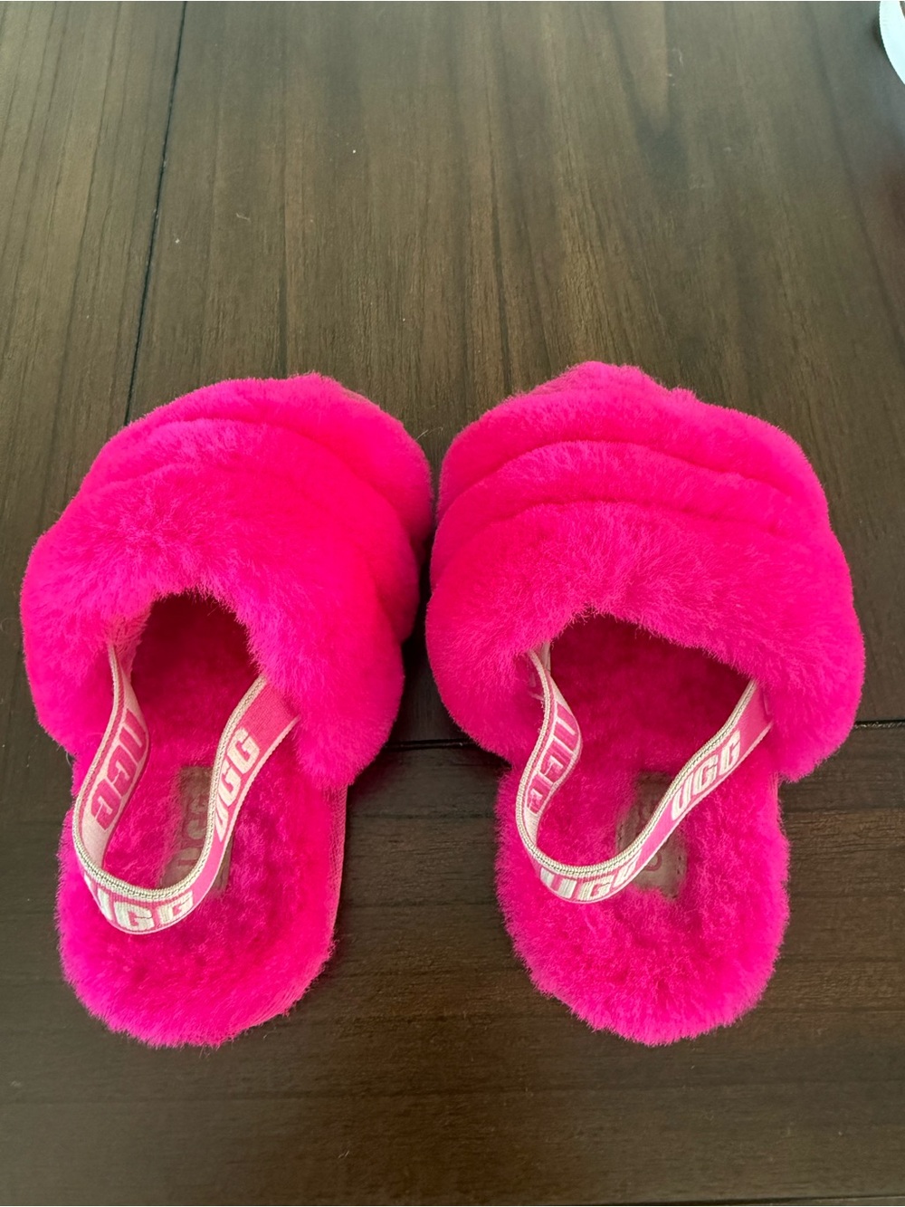 UGG Kids Plush Slide Sandals - Bright Pink